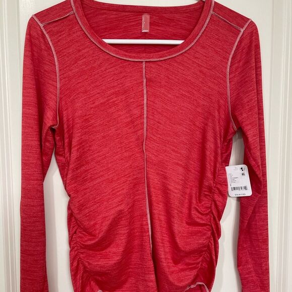 NWT Free People Ruched Red long sleeve shirt size small - Picture 1 of 6